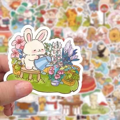 Kawaii Animal Daily Life Stickers 60 Pcs V Boutique Studio