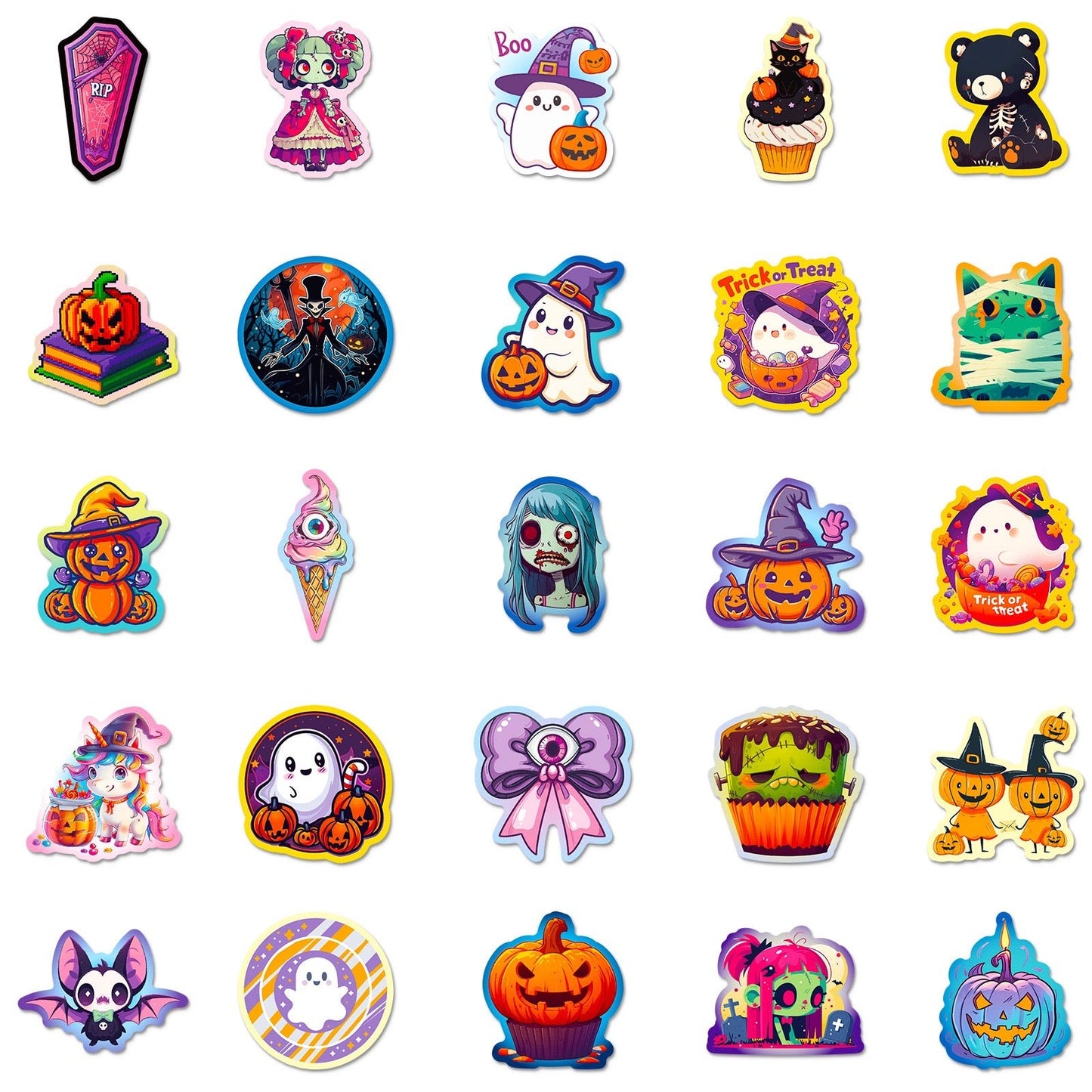 Halloween Pumpkin Bat Castle Graffiti Stickers - 50Pcs
