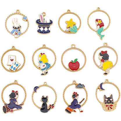 12 Pcs Alloy Enamel Cartoon Charms for DIY Jewelry Making