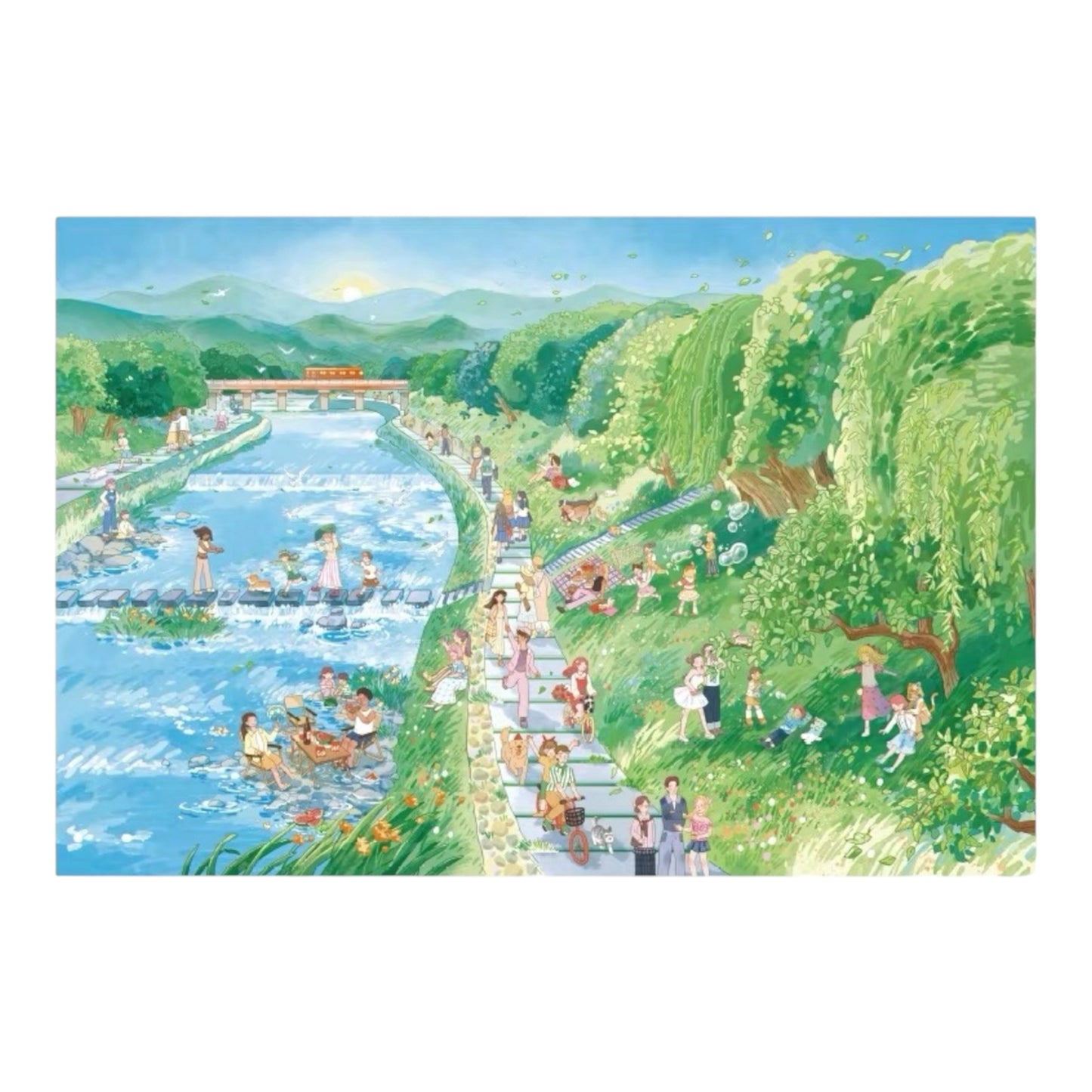 Momibook Kamogawa Riverside Escape 1000 Piece Jigsaw Puzzle Momibook