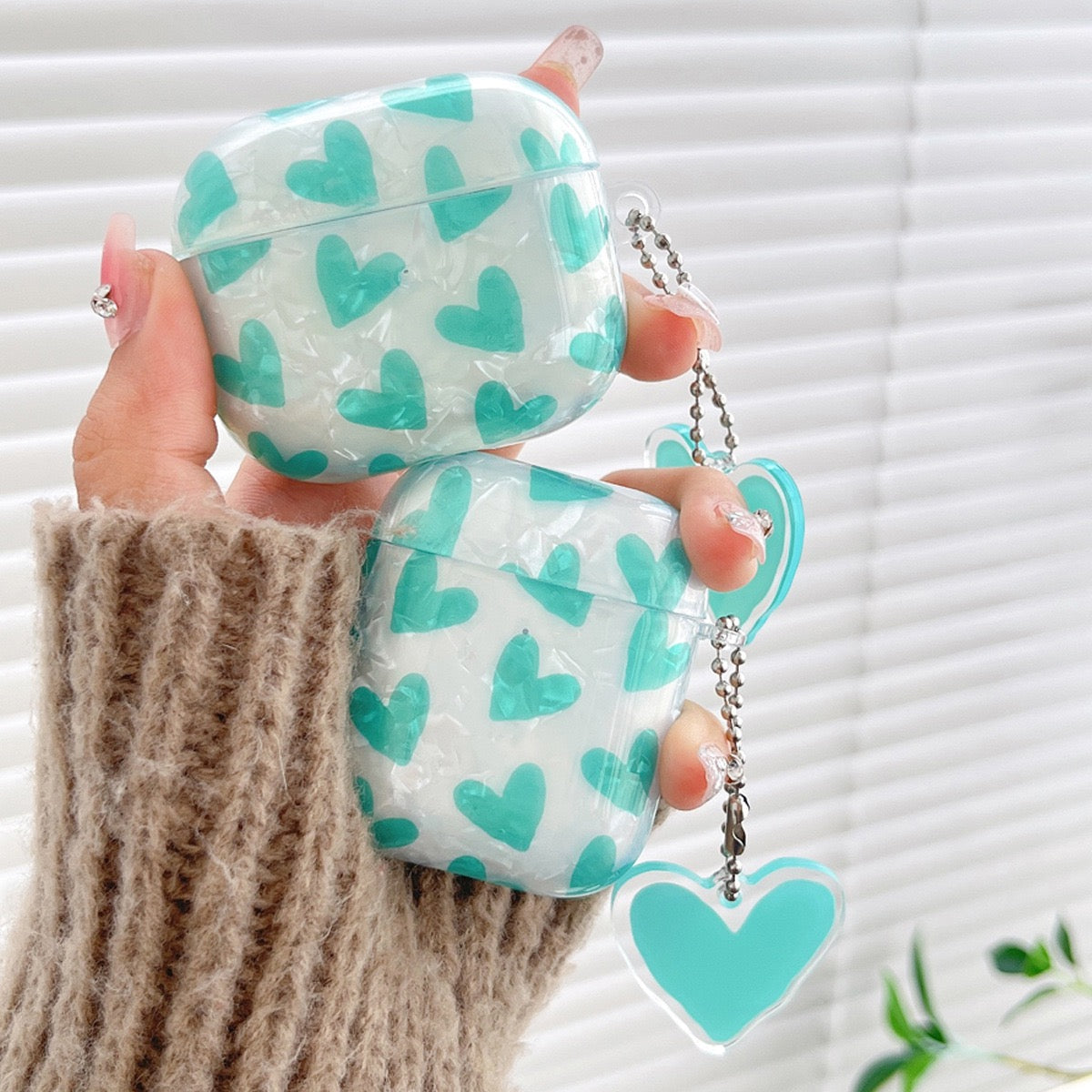 Kawaii Pink Heart AirPods Case with Charm – Clear Protective Cover