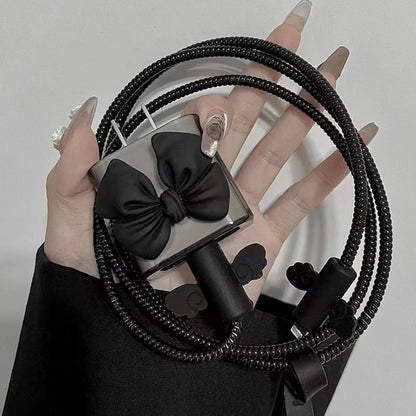 3D Black Charger Cover Set with Angel Wing Cable Protectors