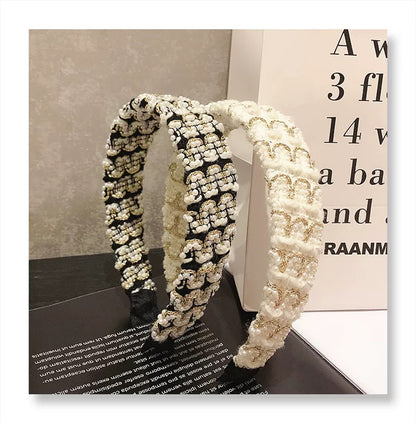 Bandeau tissé en perles et paillettes