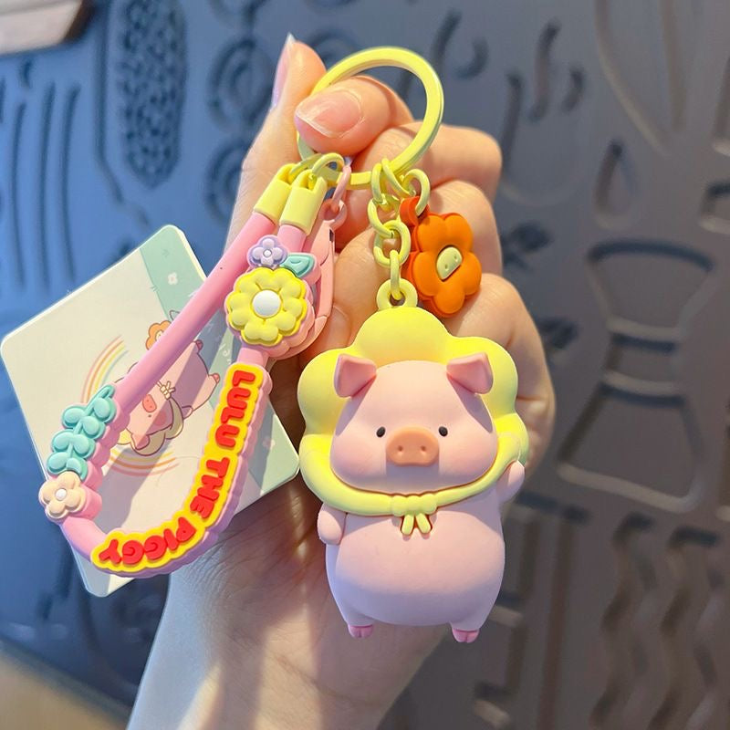 Kawaii Flower Pig Keychain