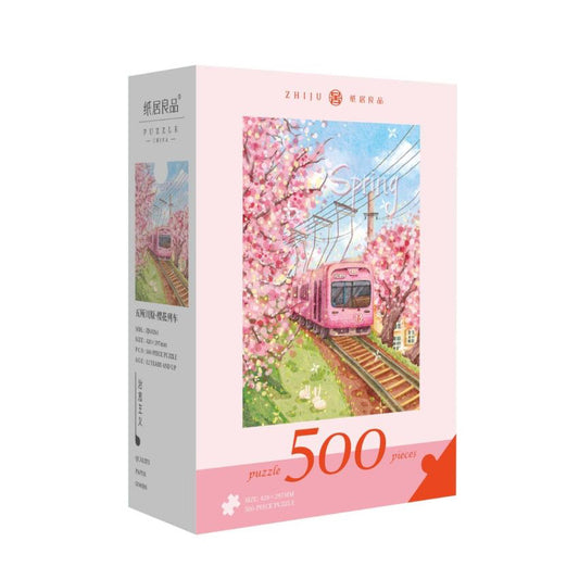 Goshogawara Sakura Train 500 Piece Jigsaw Puzzle