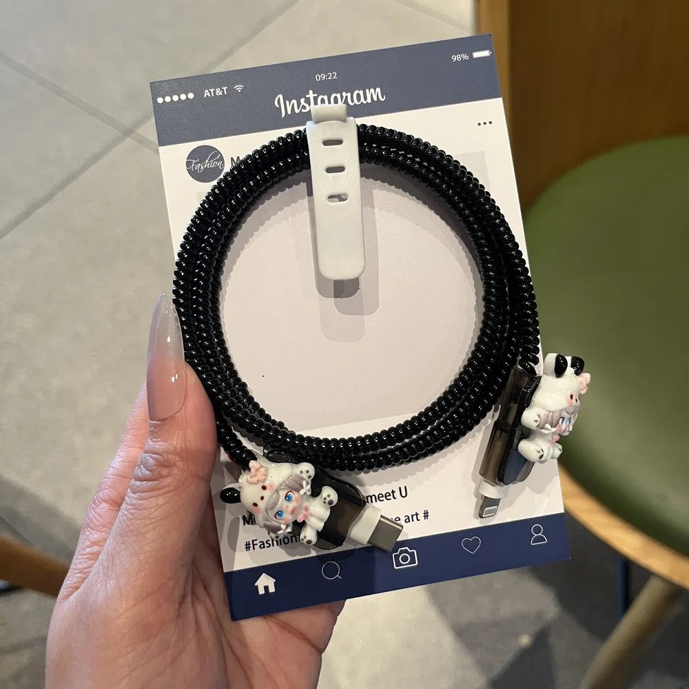 Kawaii Doll Charging Cable Protector Set – 3D Cute Plug Cover