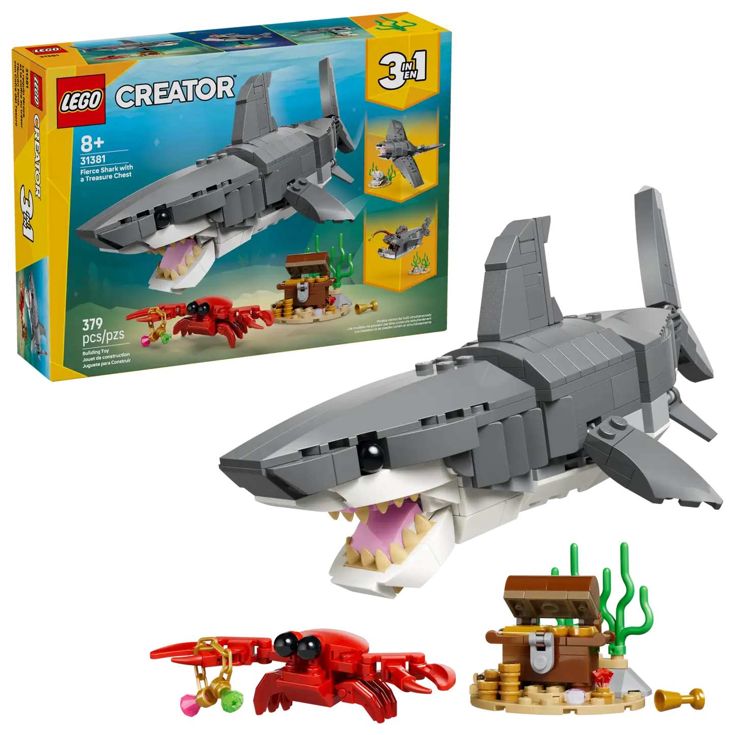 LEGO Creator 3-in-1 Fierce Shark with a Treasure Chest 31381
