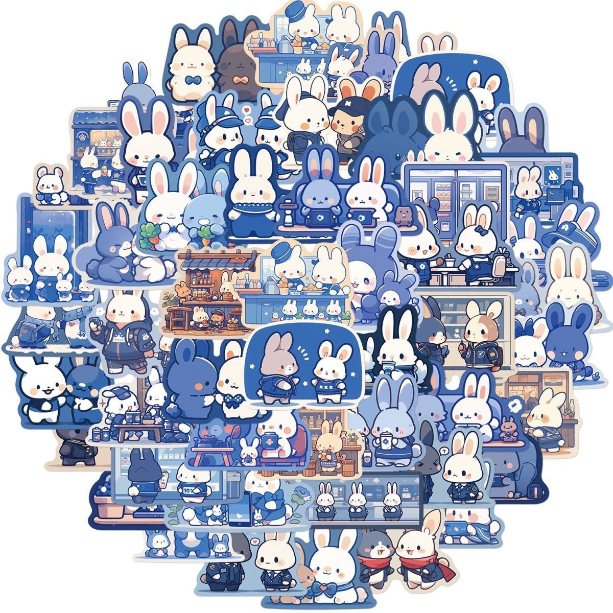 Kawaii Bunny Cafe Sticker Pack 50 Piece V Boutique Studio