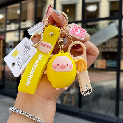 Cute Pig Charm Keychain