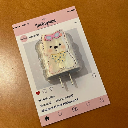 Cute Bear Charging Cable Protector Set – 3D Cartoon Plug & Cord Cover V Boutique Studio