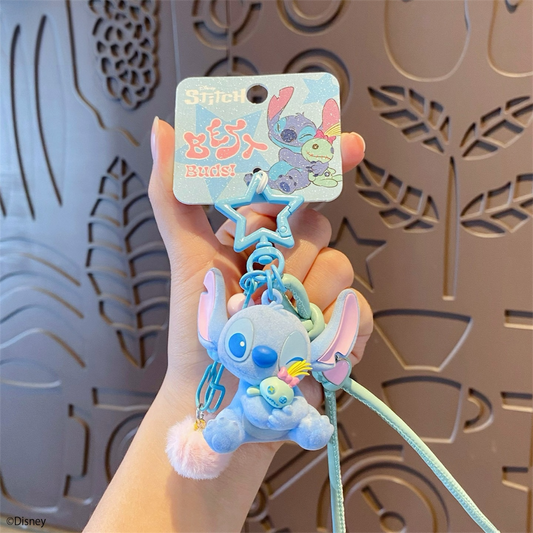 Stitch Flocked Hug Charm Keychain