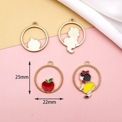12 Pcs Alloy Enamel Cartoon Charms for DIY Jewelry Making
