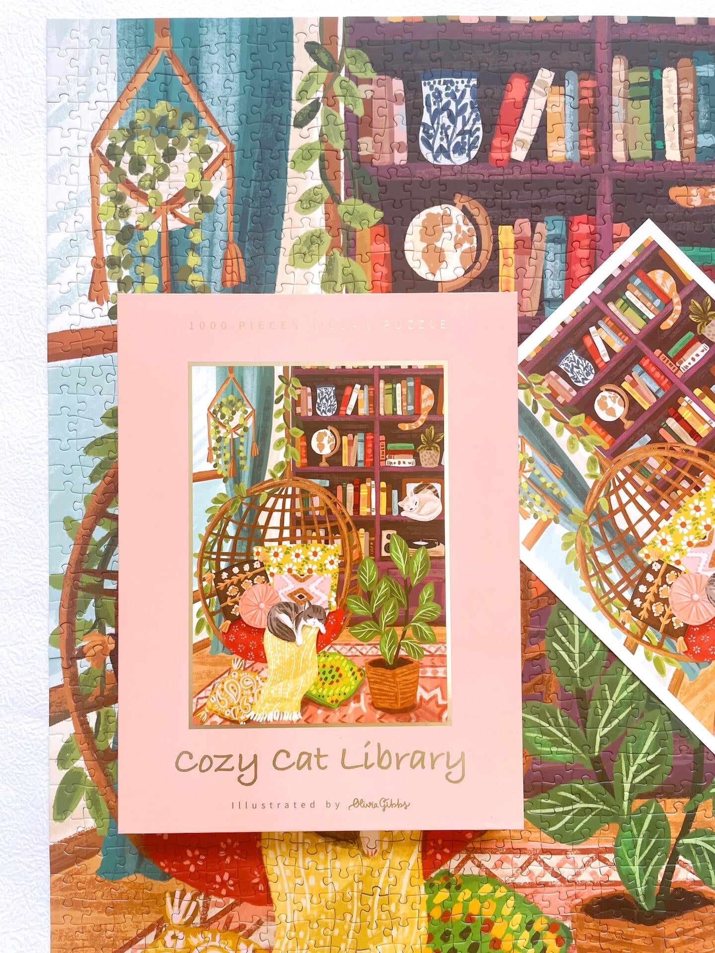 Cozy Cat Library 1000 Piece Jigsaw Puzzle