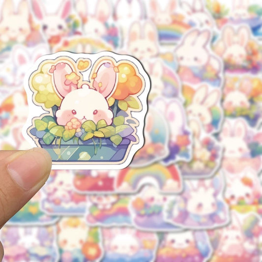 Kawaii Rainbow Bunny Stickers 50 Pcs