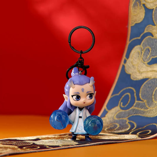 Nezha & Ao Bing Keychain Set – Chinese Mythology Figure Keychains, Cute Anime Bag Charms