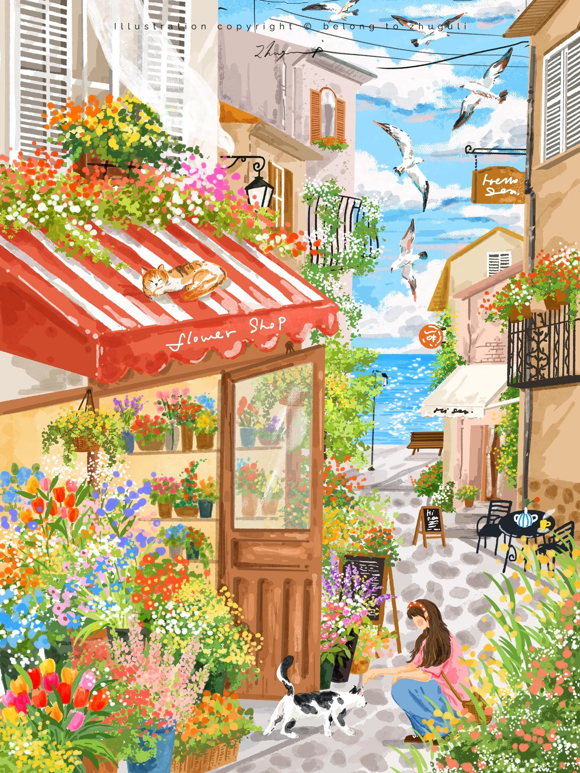 Seaside Flower Shop 1000 Piece Jigsaw Puzzle Momibook