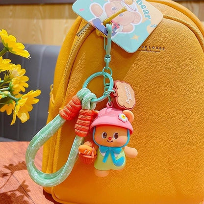 Butter Bear Rope Keychain – Cute Cartoon Bear Bag Charm