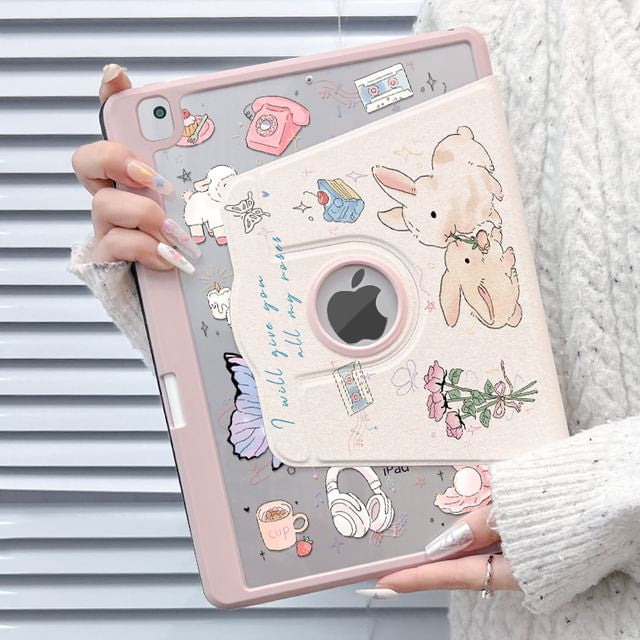 720° Rotating iPad Air Case – Cute Illustrated Tablet Cover with Pen Slot
