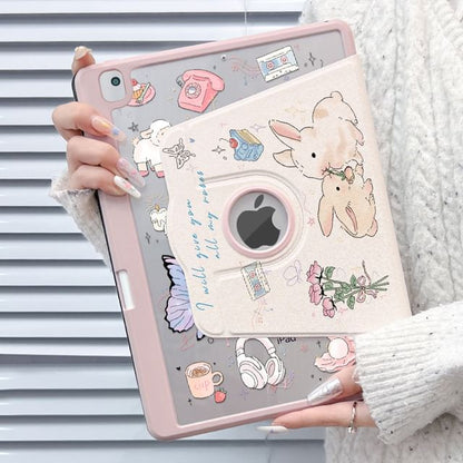 720° Rotating iPad Air Case – Cute Illustrated Tablet Cover with Pen Slot