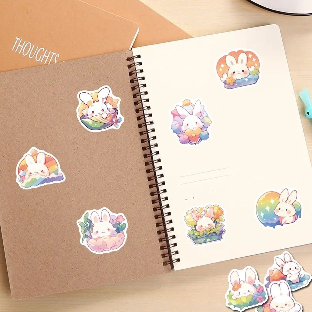 Kawaii Rainbow Bunny Stickers 50 Pcs V Boutique Studio