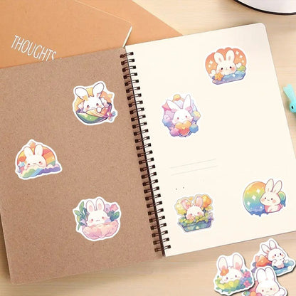 Kawaii Rainbow Bunny Stickers 50 Pcs V Boutique Studio