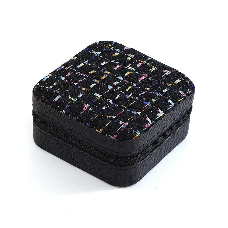 Coffret de rangement pour bijoux en tweed de qualité supérieure - Couleurs assorties - Idéal pour le rangement et l'organisation