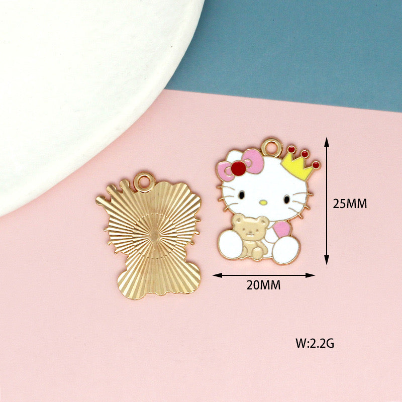 Whimsical Hello Kitty Alloy Charms for Jewelry Making