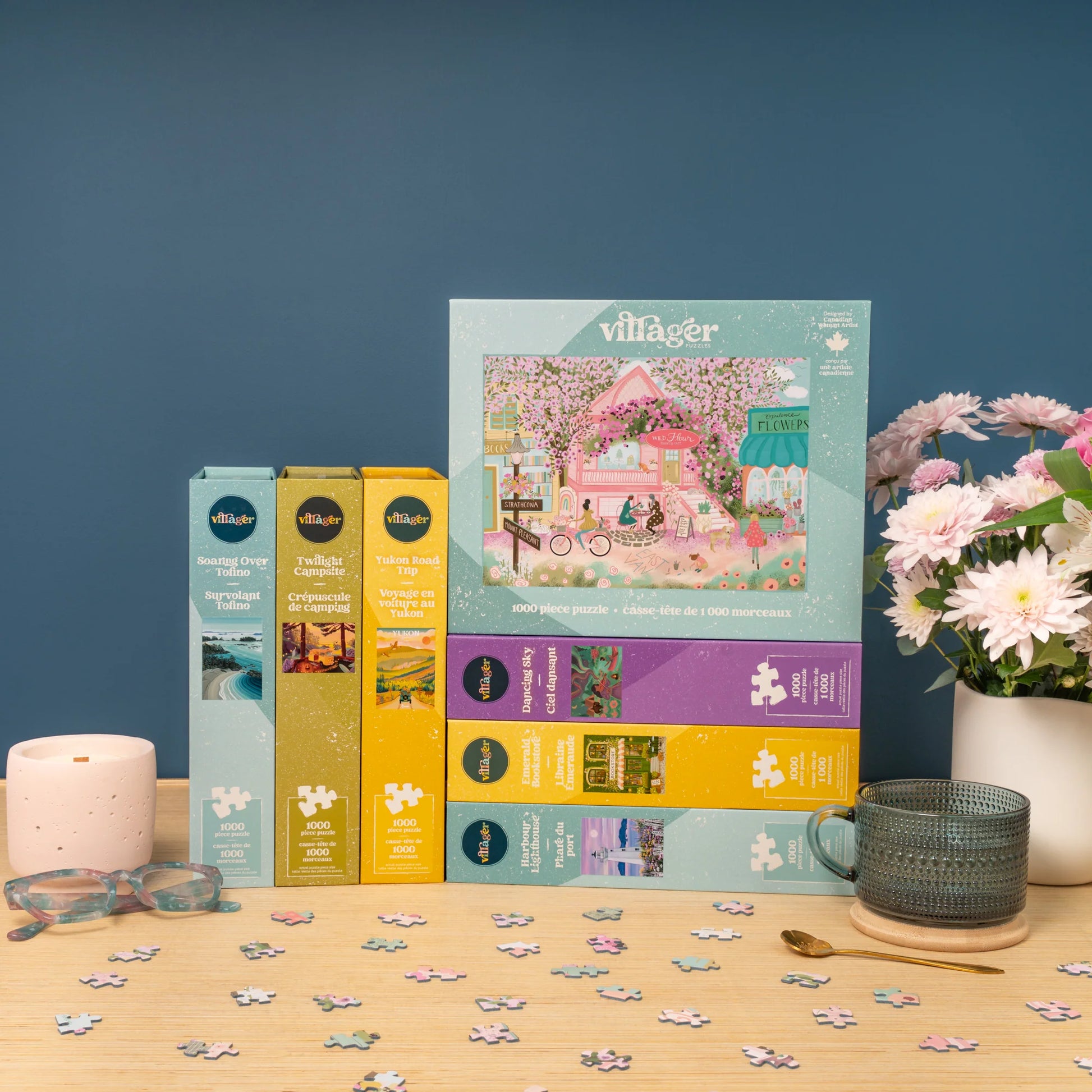 I-Love-1000-Piece-Puzzles Bundle | Seven Puzzles for Adults | Designed in Canada by Women Artists Villager Puzzles