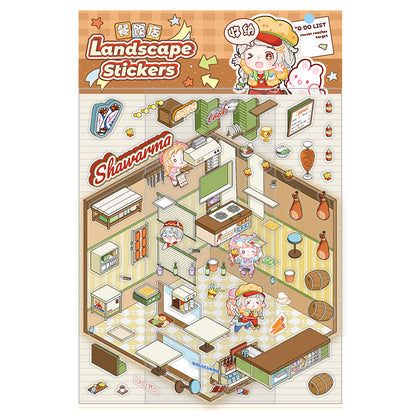 Mini Shop Room Stickers – 3D DIY Kit for Crafts & Journals