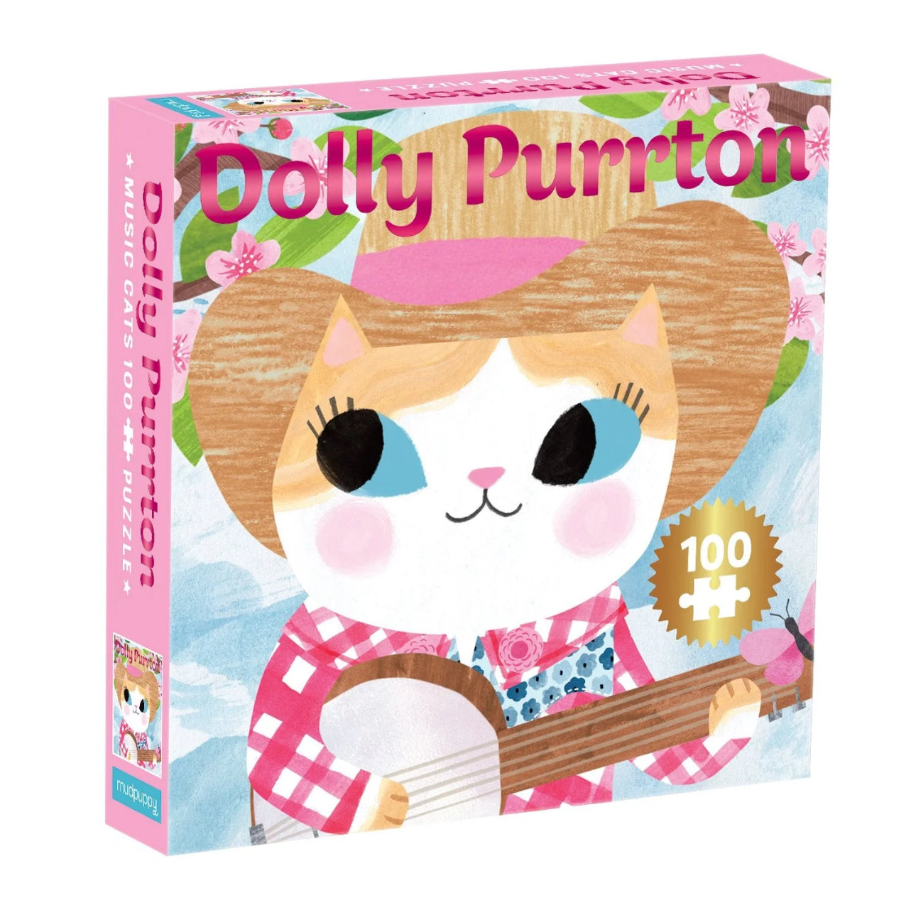 Cute cat-themed 100-piece Dolly Purrton puzzle by Mudpupp