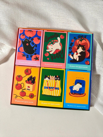 Puffinkids Tomato Kitty 6 x 99 Piece Mini Jigsaw Puzzle Set