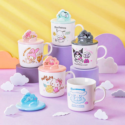 Kawaii Character Ceramic Mug with Lid
