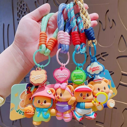 Butter Bear Rope Keychain – Cute Cartoon Bear Bag Charm