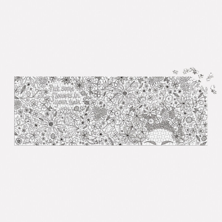 Andrea Pippins Flowers In Your Hair Color-In 1000 Piece Panoramic Puzzle