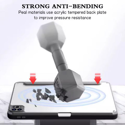 Clear Back iPad Case with Pencil Holder – Shockproof Tri-Fold Stand Cover