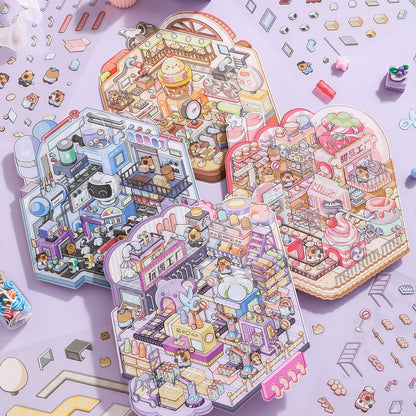 Factory Miniature Sticker Kit – 3D DIY Scene for Journals & Crafts