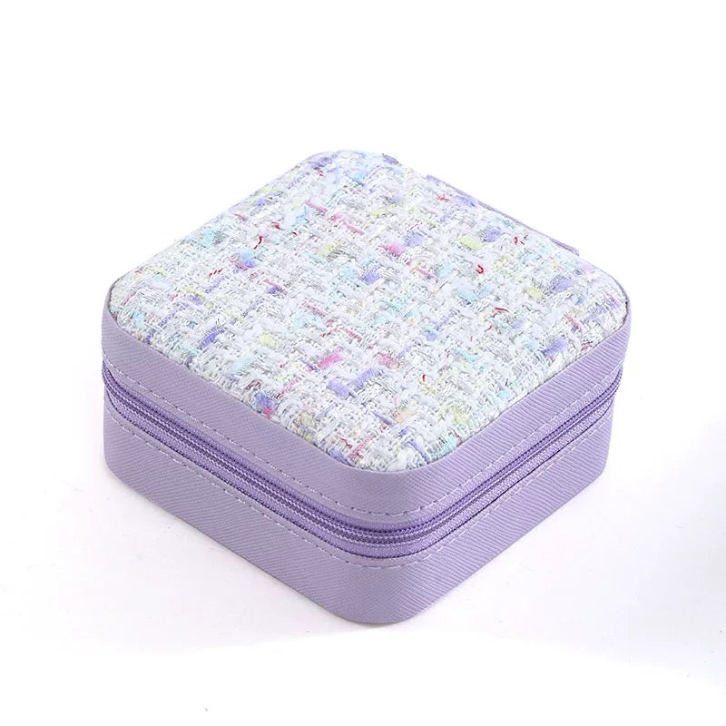 Coffret de rangement pour bijoux en tweed de qualité supérieure - Couleurs assorties - Idéal pour le rangement et l'organisation