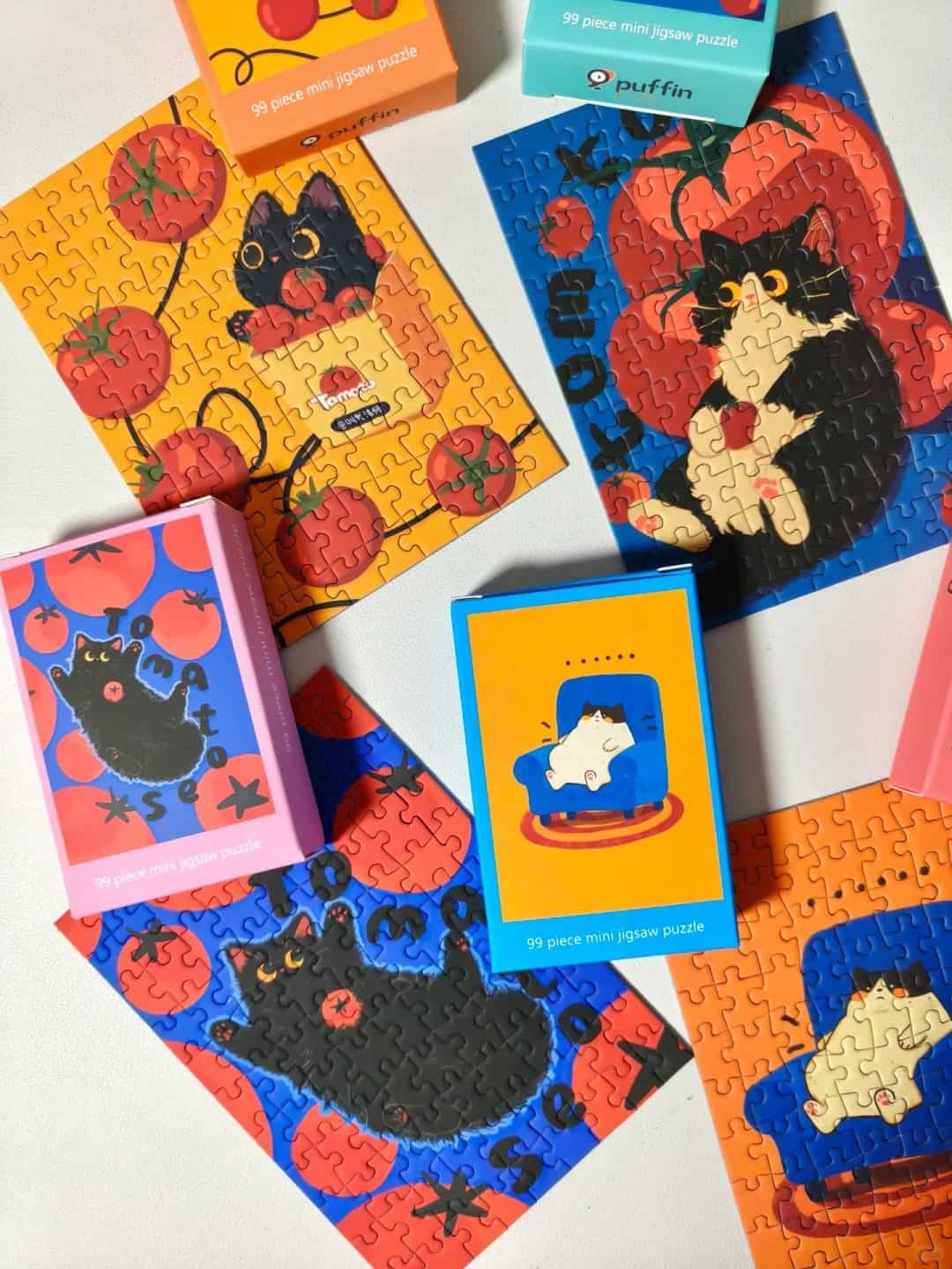 Puffinkids Tomato Kitty 6 x 99 Piece Mini Jigsaw Puzzle Set