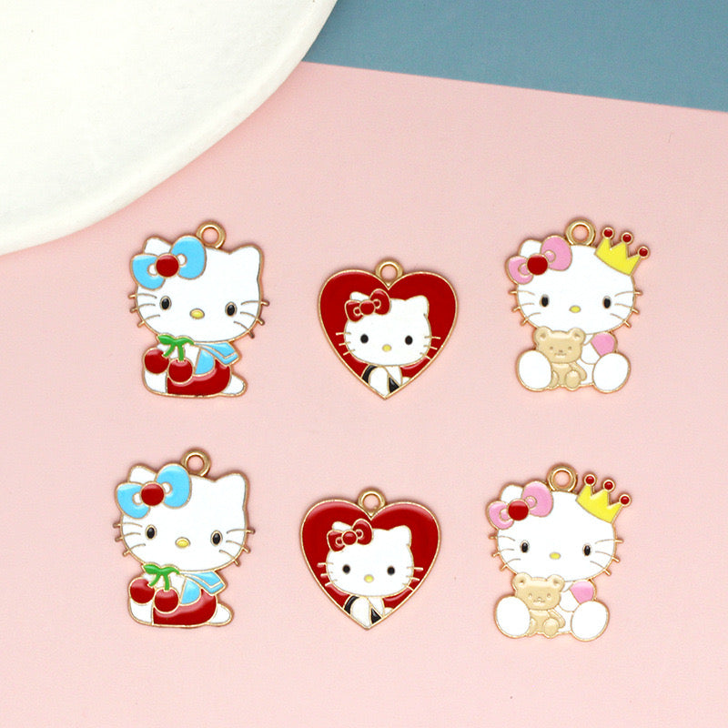 Whimsical Hello Kitty Alloy Charms for Jewelry Making
