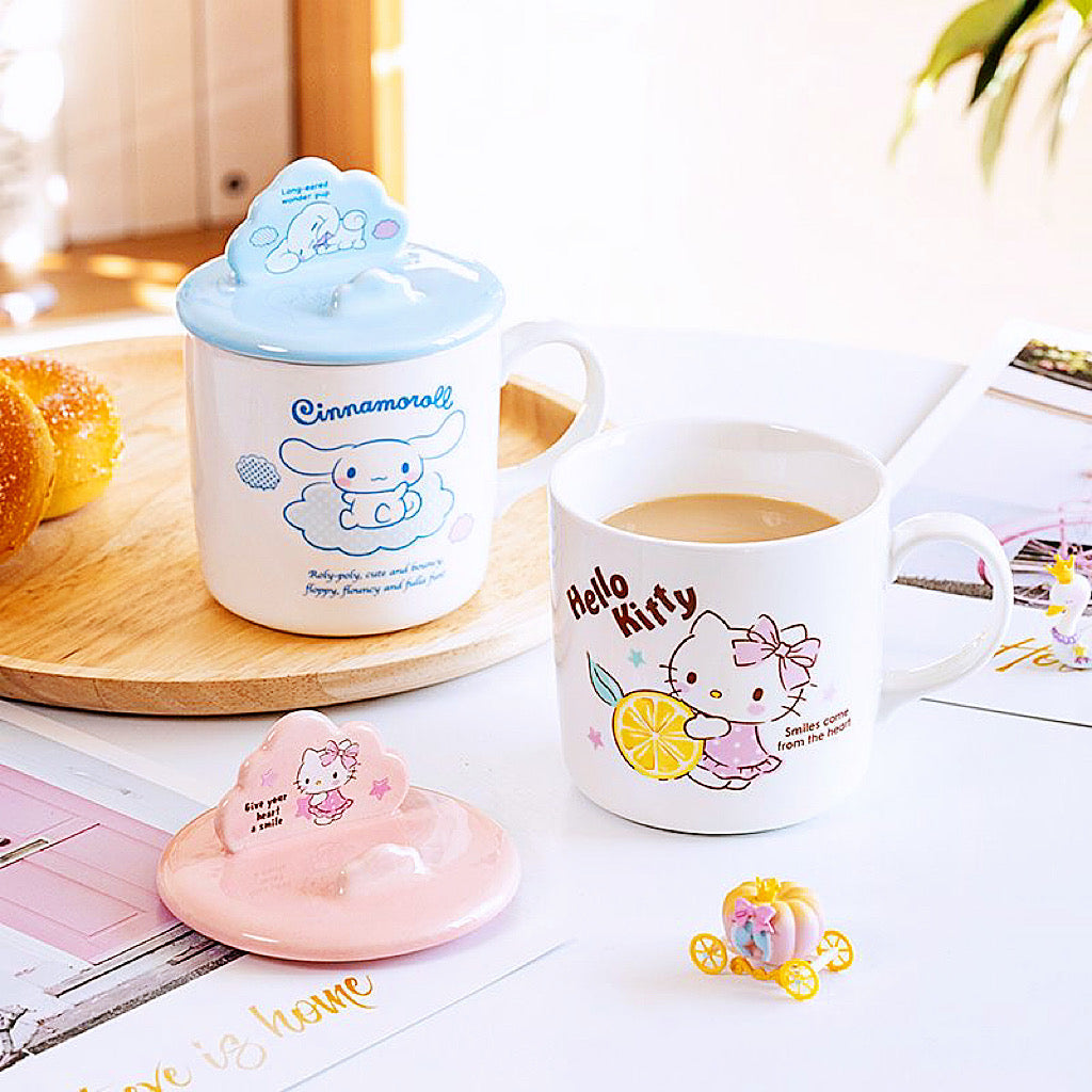 Kawaii Character Ceramic Mug with Lid