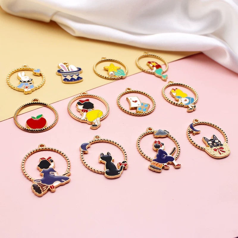 12 Pcs Alloy Enamel Cartoon Charms for DIY Jewelry Making