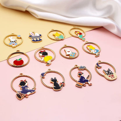 12 Pcs Alloy Enamel Cartoon Charms for DIY Jewelry Making