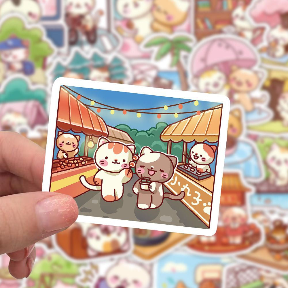 Kawaii Cat Daily Life Stickers 60 Pieces V Boutique Studio