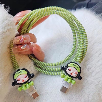 Cute 3D Doll Charging Cable Cover – Kawaii USB Plug Protector
