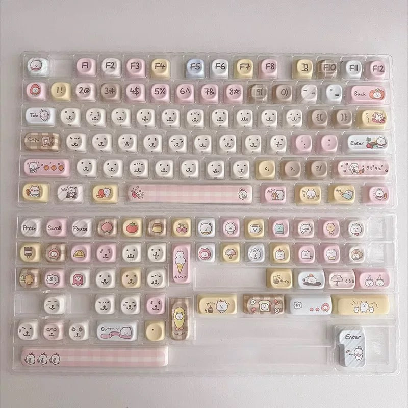 Kawaii Animal Keycaps – Soft Bear Design for Keyboards