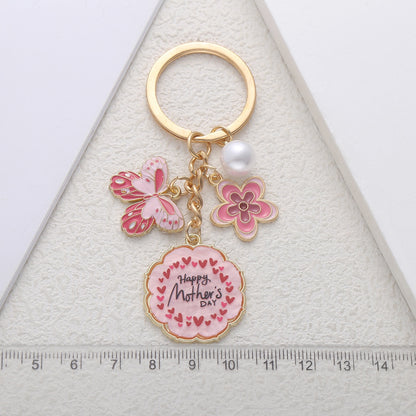 Mother’s Day Floral Keychain – Butterfly & Pearl Charm Gift