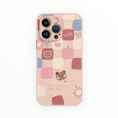 Coque de téléphone à motif d'ours à carreaux