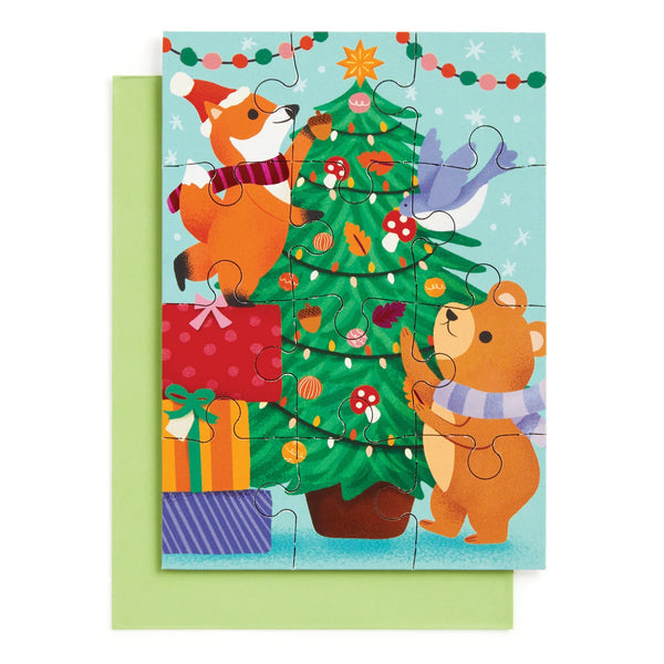 Christmas Critters Greeting Card Puzzle Mudpuppy