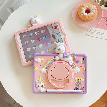 Cute Unicorn iPad Case with 360° Rotating Stand – Shockproof & Fun