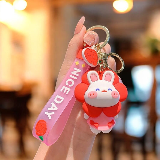 Sweet Flower Bunny Keychain